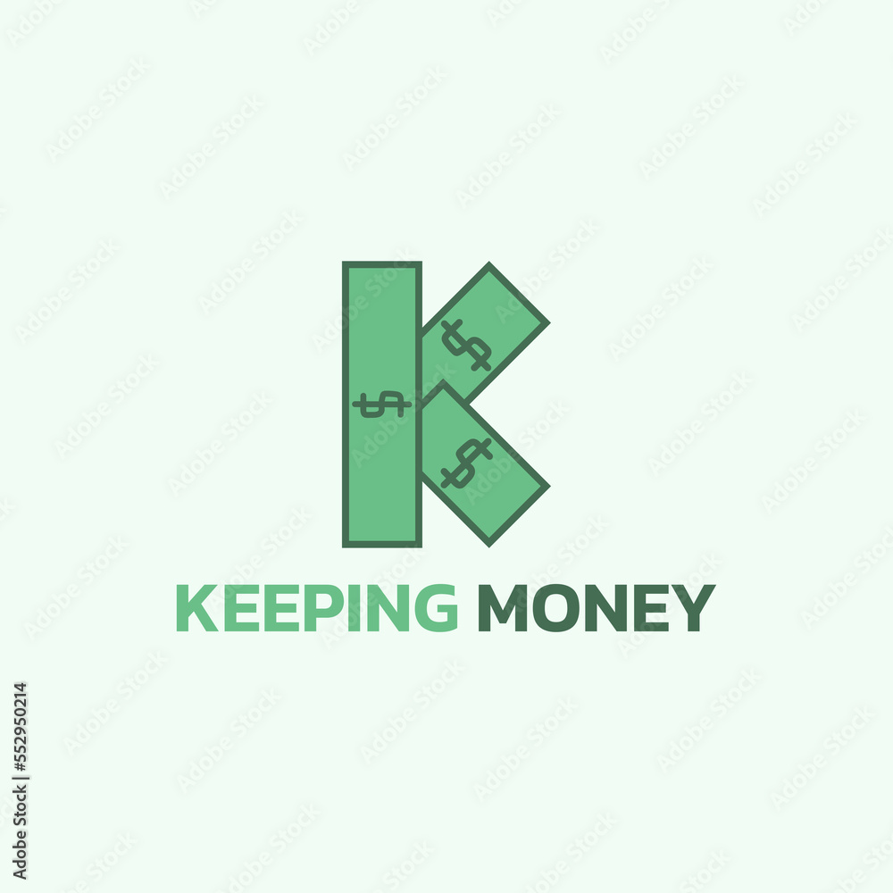 K letter logo formed from combined banknotes. K letter logo formed from combined banknotes.