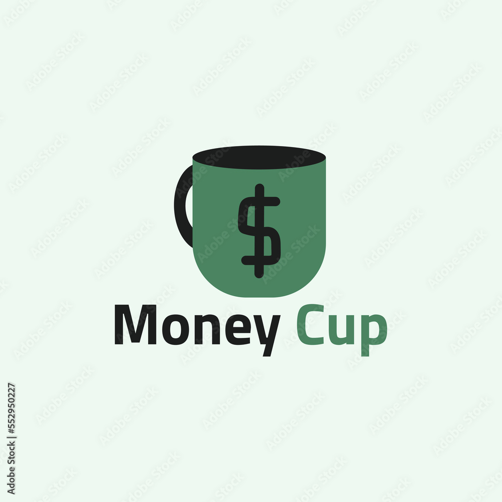 A simple cup logo with a currency symbol in the center. A simple cup logo with a currency symbol in the center.