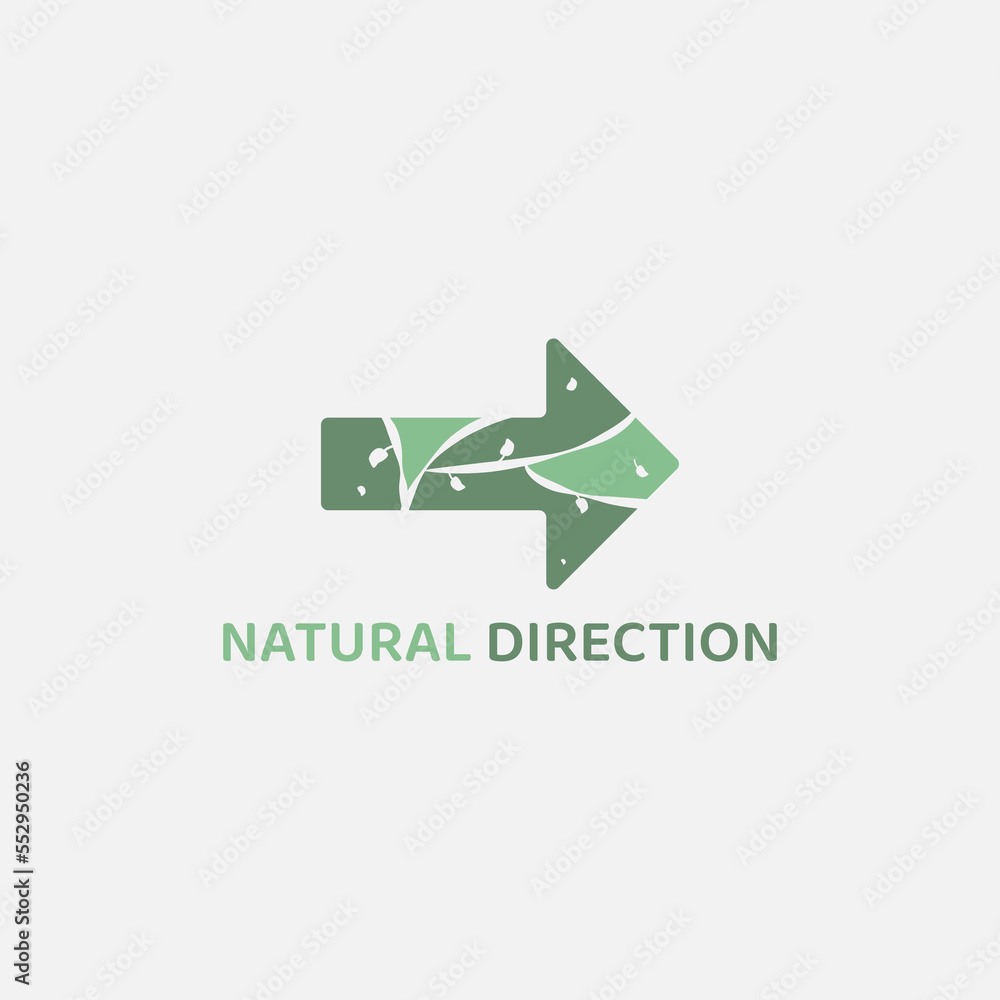 Right pointing arrow logo mixed with botanical pattern. Right pointing arrow logo mixed with botanical pattern.