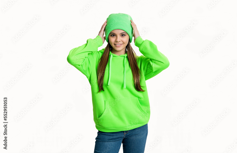 teenager girl style isolated on white background. style of teenager girl in studio.