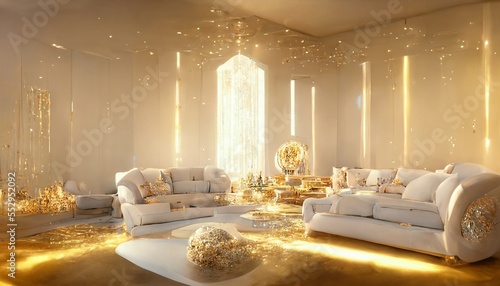 Luxus Wohnzimmer Einrichtung voller Reichtum, ai generativ photo