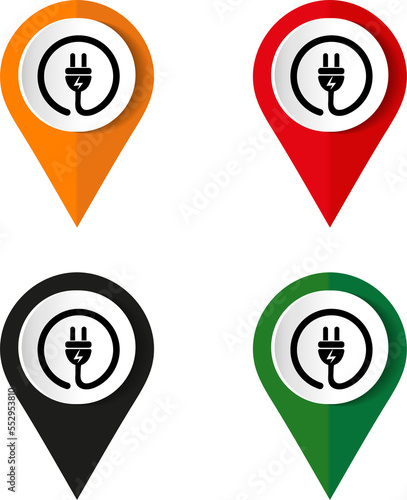 Free Download Eletricity icon set, energy, power, plug flat design  illustration in 4 colors options for webdesign and mobile applications. - GFXLoad