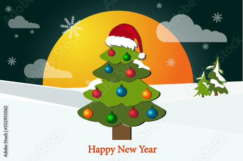 Natural background - Christmas trees, stars, snowflakes. vector image