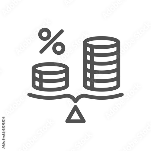 Inflation line icon. Devaluation of savings. Long-term increase in the general level of prices. Financial interest symbol. Quality design element. Linear style inflation icon. Vector illustration.