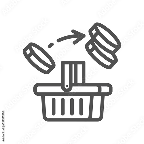 Inflation line icon. Devaluation of savings. Long-term increase in the general level of prices. Financial interest symbol. Quality design element. Linear style inflation icon. Vector illustration.