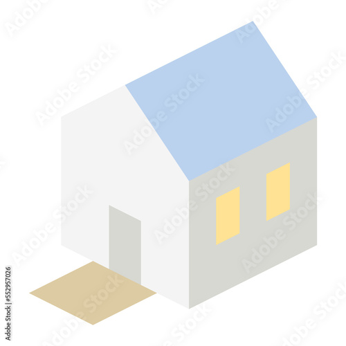 isometric modest house with dirt driveway 3d universal scenary collection set