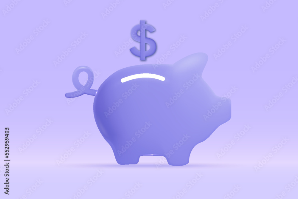 Obraz premium 3d piggy bank icon Isolated on light blue background. Realistic piggy money saving, investment, exchange, finance, budget concept 3d vector rendering illustration.