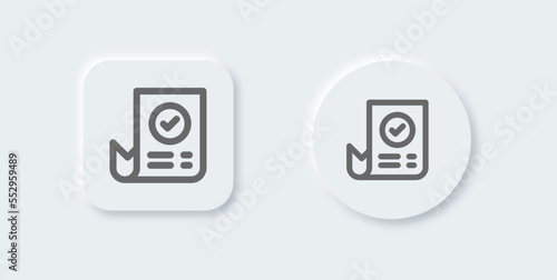 Invoice line icon in neomorphic design style. Receipt signs vector illustration.