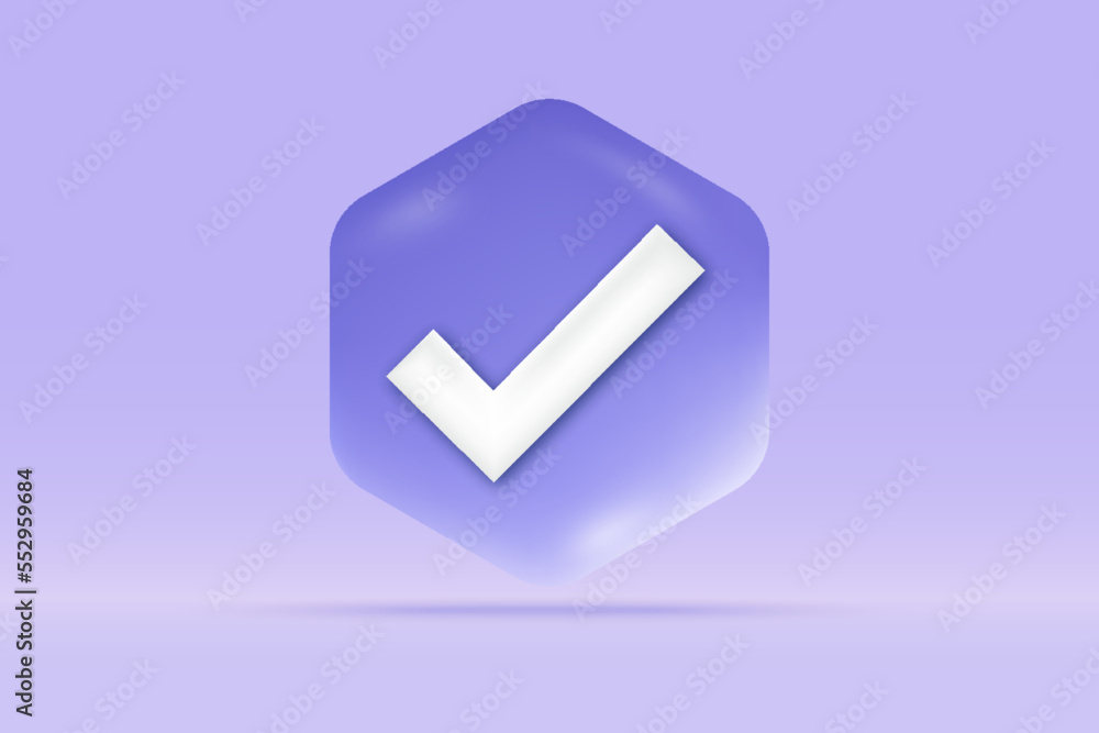3d check mark success icon Isolated on light blue background. Realistic polygon sign tick, checkbox, accept, agree 3d vector rendering illustration. 3d check mark success icon Isolated on light blue background. Realistic polygon sign tick, checkbox, accept, agree 3d vector rendering illustration.