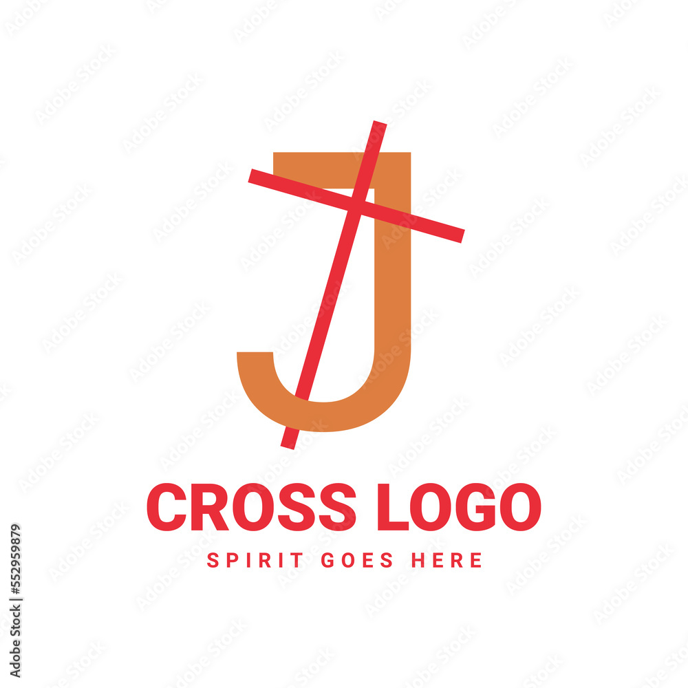letter J initial cross vector logo design letter J initial cross vector logo design
