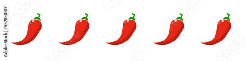 Chili pepper spiciness level icon set. Spicy. Hot. Vector.