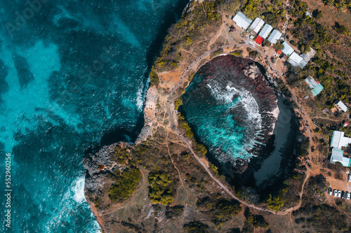 Broken Beach in Nusa Penida. Aerial view of scenic island photo