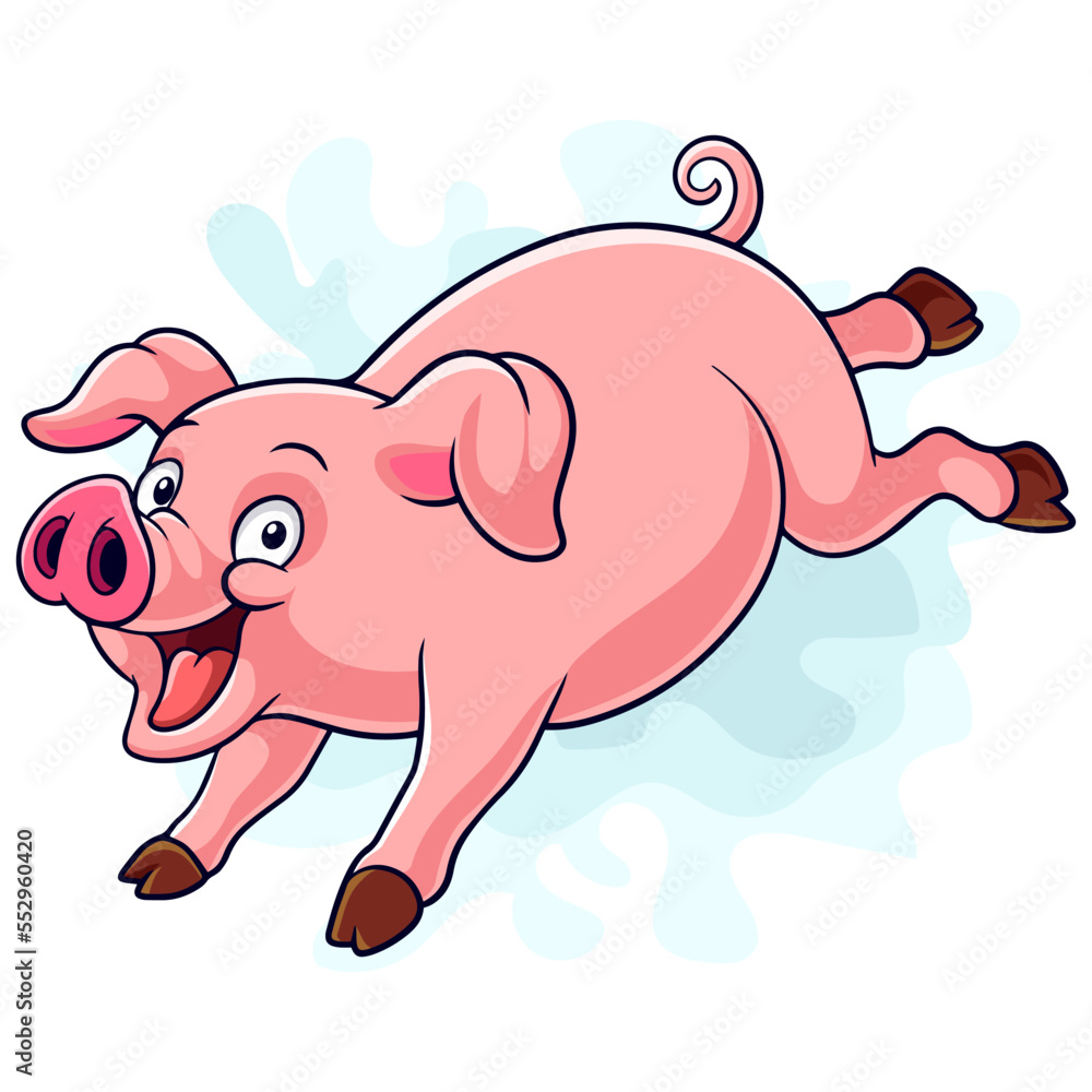 Cartoon funny pig isolated on white background