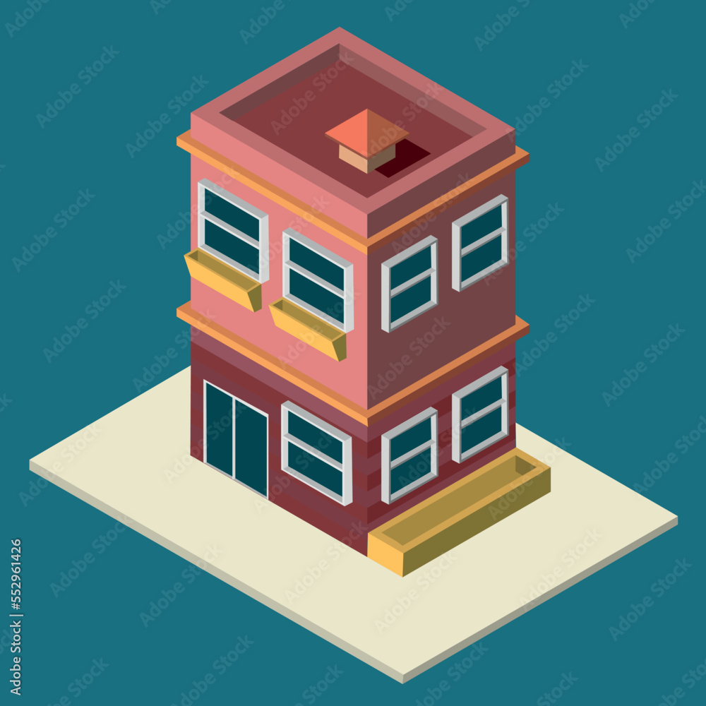 Isometric 3d corner Shop building Isometric 3d corner Shop building
