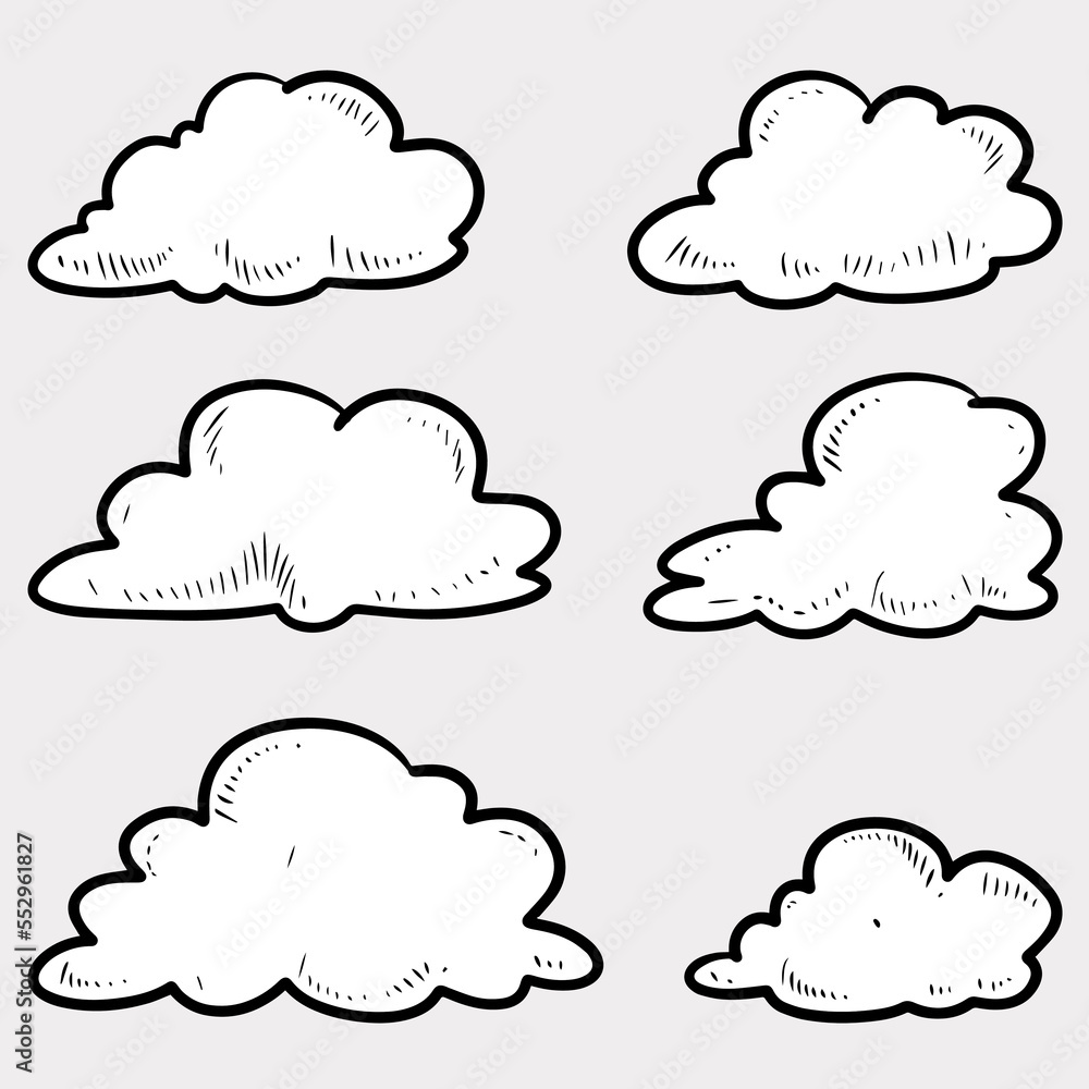 Doodle sketch style of Hand drawn Clouds cartoon vector illustration for concept design. Doodle sketch style of Hand drawn Clouds cartoon vector illustration for concept design.