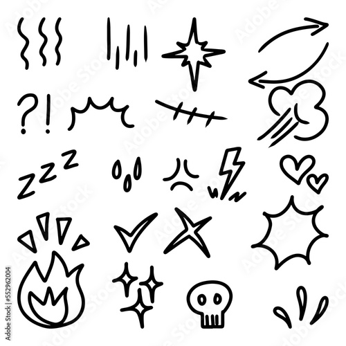 set of Hand drawn doodle elements for concept design isolated on white background. vector illustration.