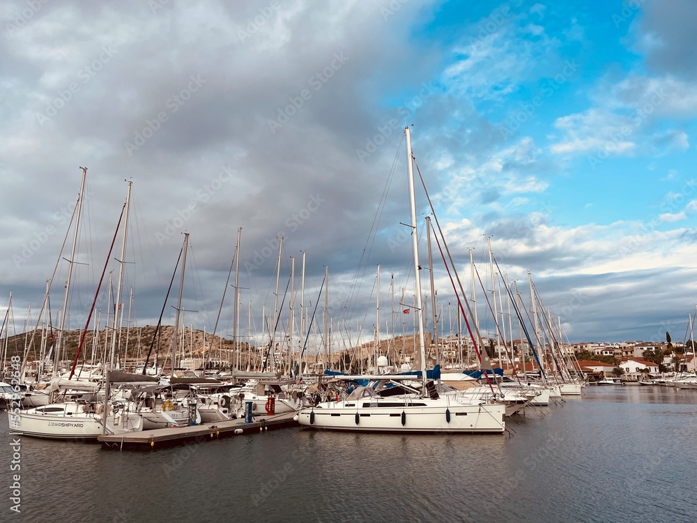 Sea marina with many yachts