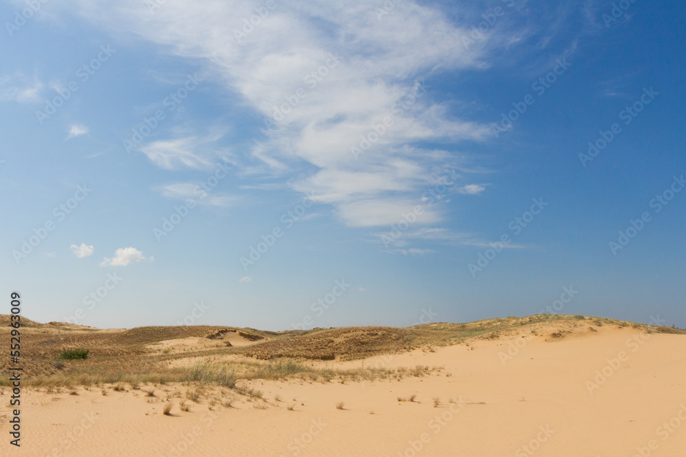 View of the Oleshkiv sands - the Ukrainian desert near the city of Kherson. Ukraine