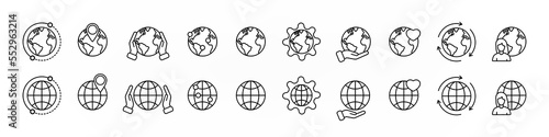 Set of earth globe different icons over white background illustration  world sign