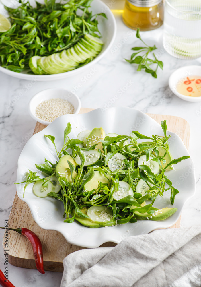 green salad with cucumber and avocado green salad with cucumber and avocado