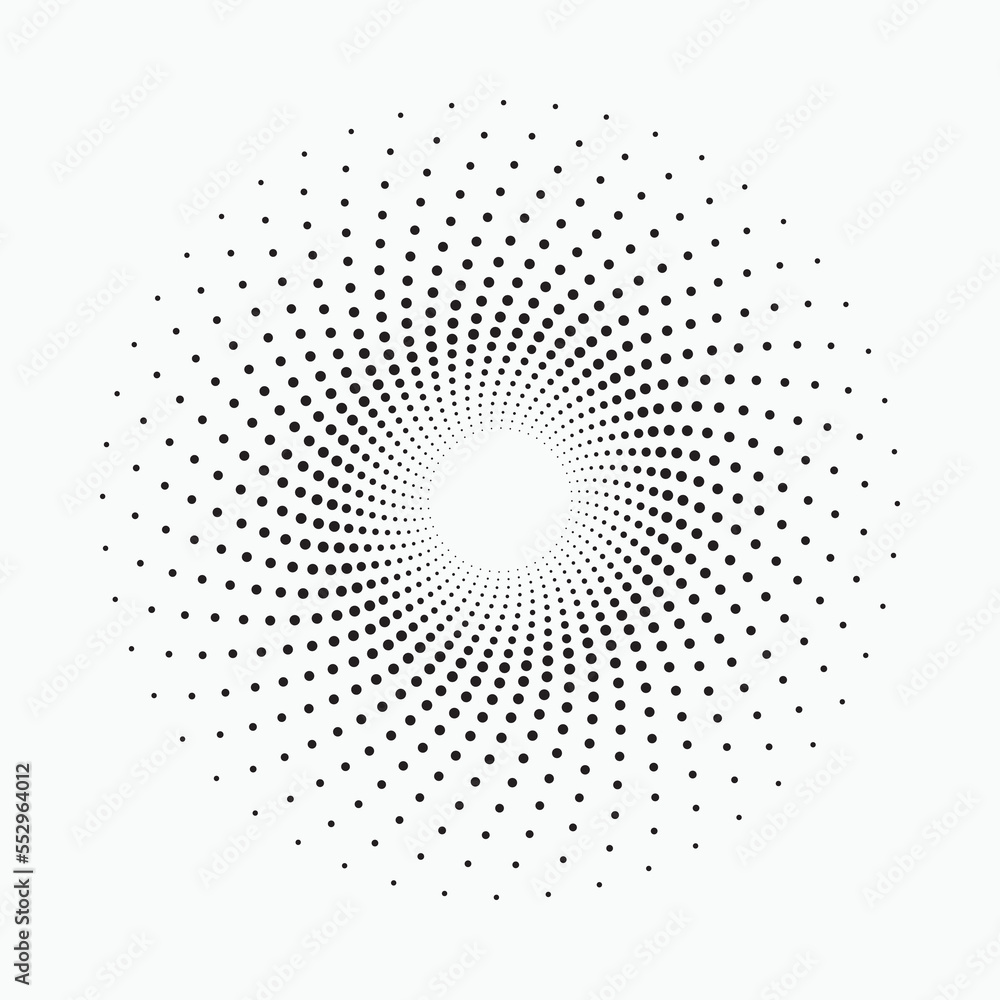 radial Halftone pattern background. Abstract concentric dotted backdrop. Halftone design element for various purposes.	