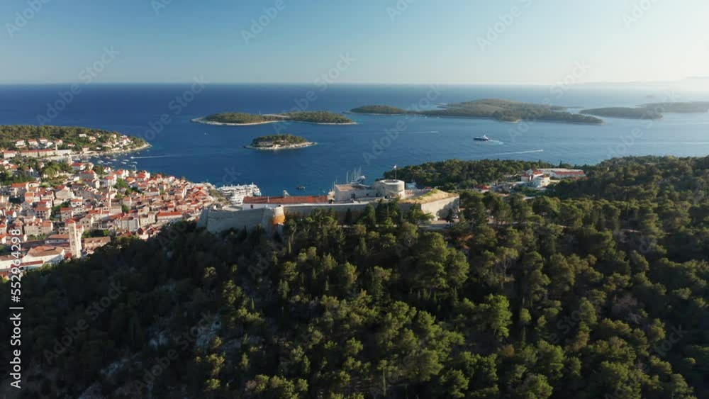 Aerial of the Spanish Fortress in Hvar, Croatia Aerial of the Spanish Fortress in Hvar, Croatia