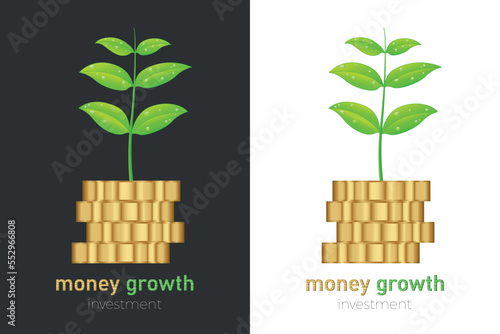 Finanzenwachstum, Geld, Münzen, Pflanze - Logo, Icon