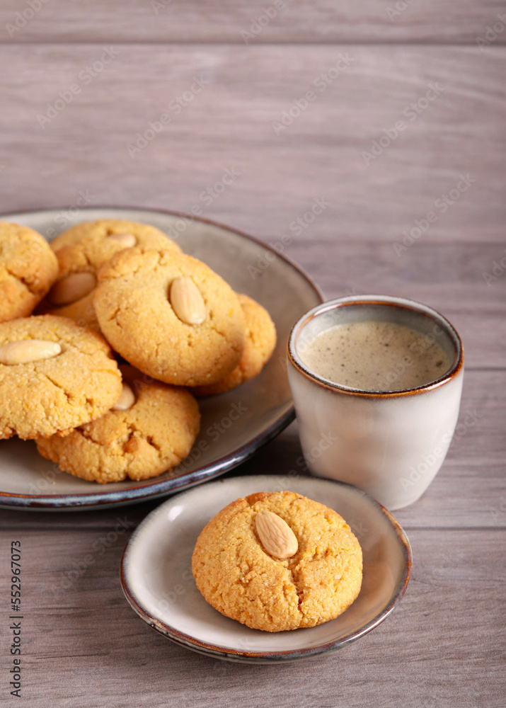 Almond cookies, served Almond cookies, served