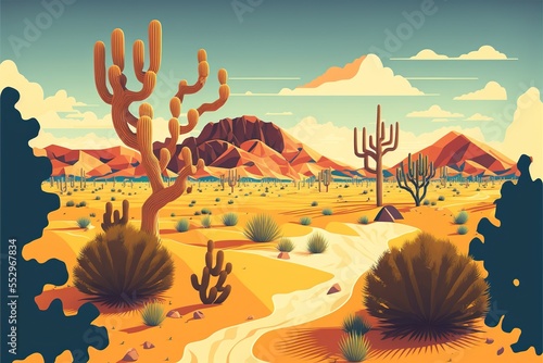 Desert 4K Landscape, vector art, flat art. Wallpaper © ArtSpree