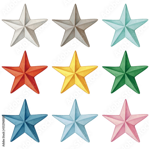 watercolor hand drawn decorative barn stars