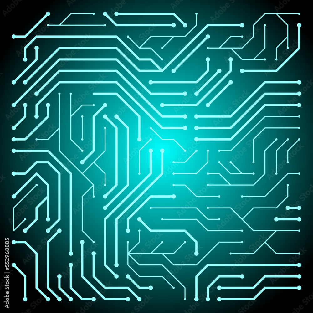 Circuit board technology isolated vector illustration. Blue circuit