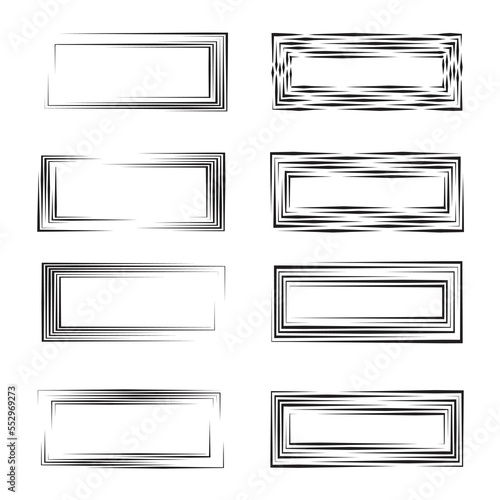 Rectangle Logo with lines.Rectangle unusual icon Design .frame with Vector stripes for images.