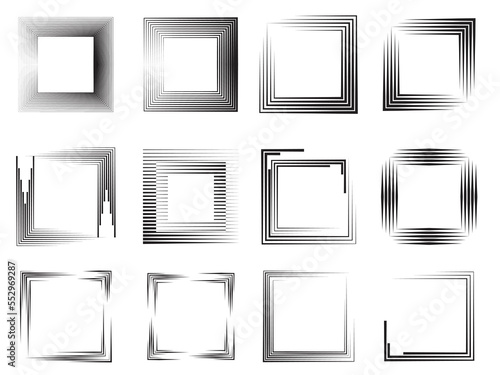 Squared Logo with lines.Square unusual icon Design .frame with Vector stripes for images.