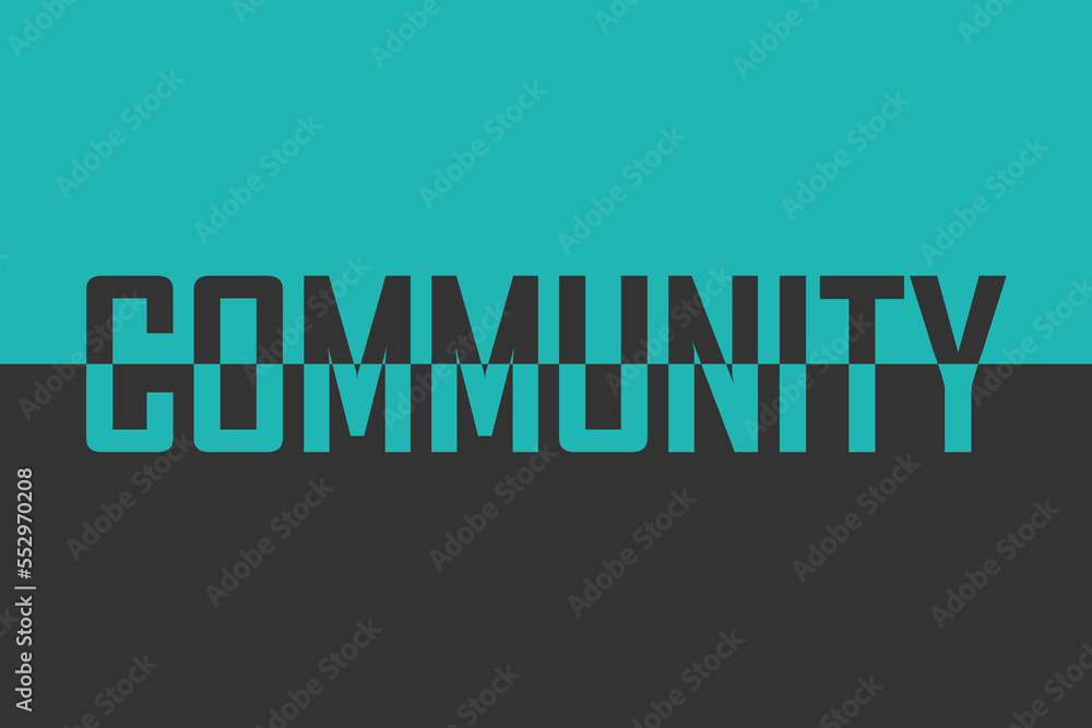 Community, icon. Logo. Colorful typography banner with single word