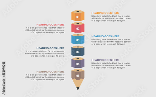 Creative Educational Infographic Design Template with 6 Steps