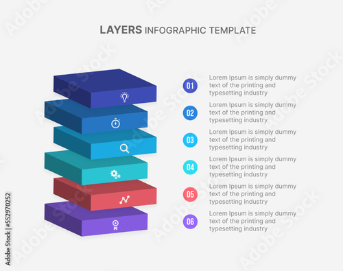 Isometric Infographic Design with 6 Options or Steps for Business Concept Template