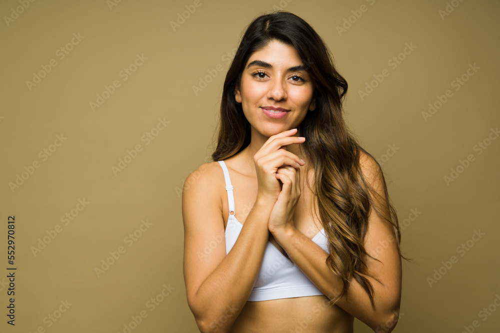 Mexican beautiful woman smiling in underwear Mexican beautiful woman smiling in underwear