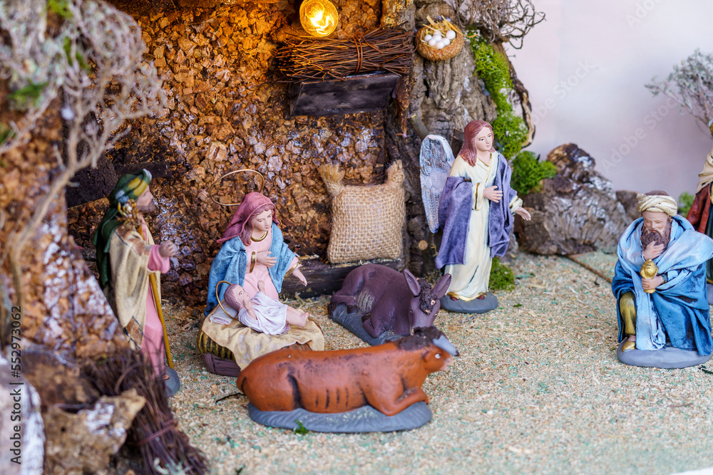 Figurines for the decoration of Christmas cribs for sale at the typical