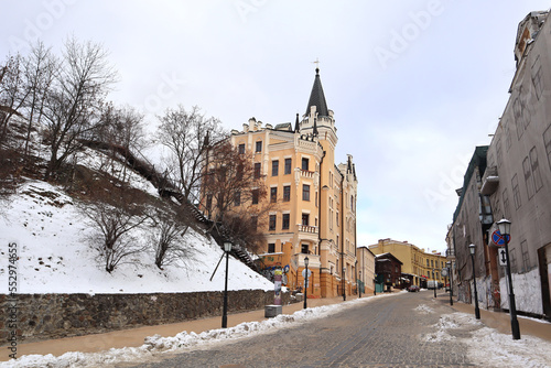 Richard's Castle on Andreevsky Spusk in winter time in Kyiv, Ukraine	
 photo