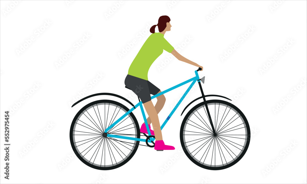 Fototapeta premium Girl riding a bike vector