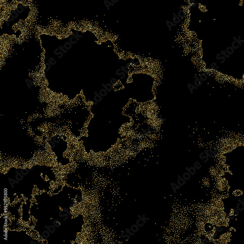 Golden sparkling stardust leaves sparkling particles on a black background. Vector glamor fashion concept gold glitters