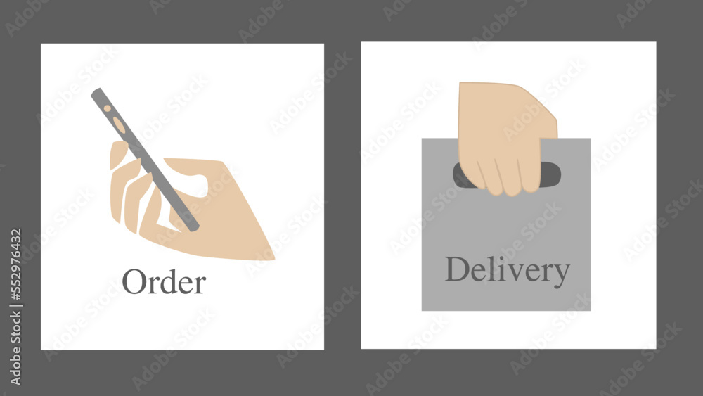 hand holding a phone and bag for order and delivery hand holding a phone and bag for order and delivery