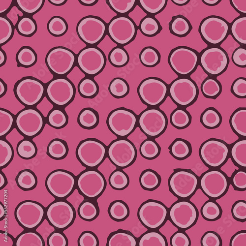 Full seamless vintage circle shapes pattern background. Hot pink vector for decoration. Texture design for textile fabric print. For fashion and home design.
