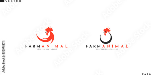Rooster logo. Abstract birds on white background
