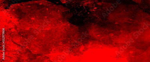 Red watercolor ombre leaks and splashes texture on white watercolor paper background, colorful acrylic watercolor grunge paint background, red stone or rock textured banner with elegant holiday color.