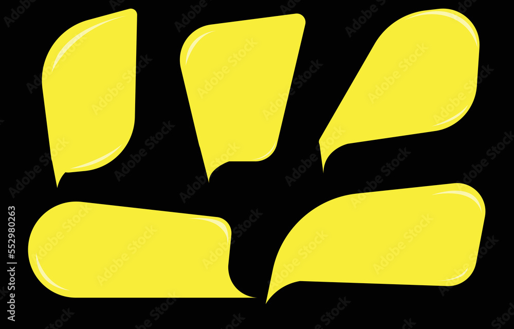 Obraz premium Set speech bubbles on black background. chat box or chat vector square and doodle message or communication icon Cloud speaking for comics and minimal message dialog