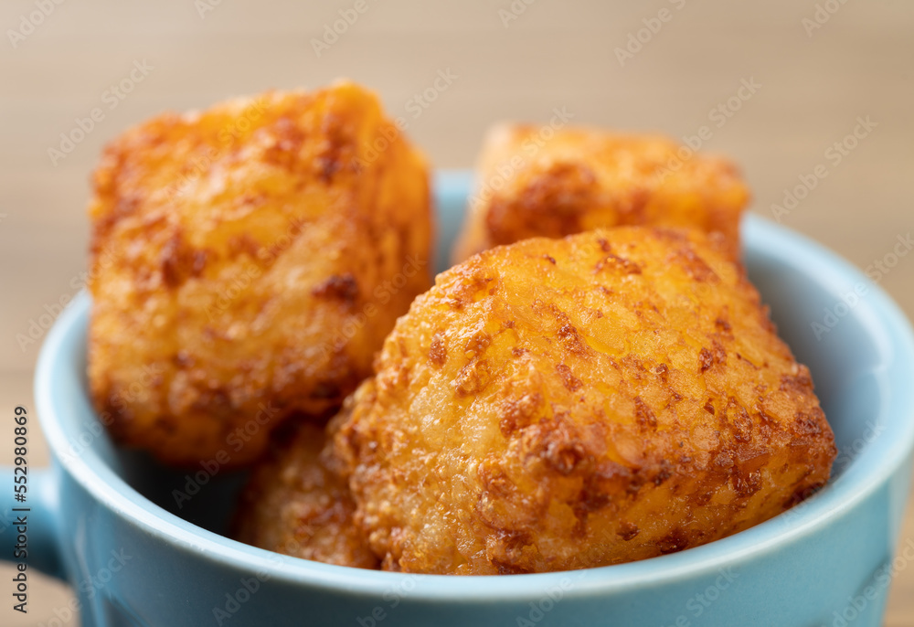 Tapioca dice, typical northeast brazilian food on a cup Tapioca dice, typical northeast brazilian food on a cup