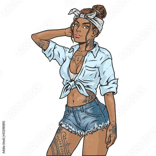 Hipster fashion woman monochrome label