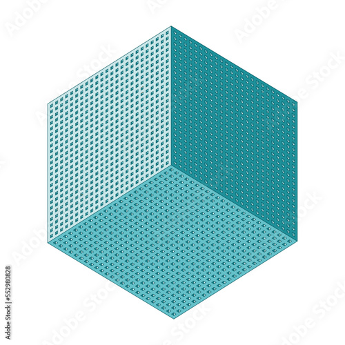 3d perforated aquamarine vector cube