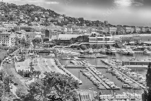 Aerial view over the Old Harbor, Cannes, Cote d'Azur, France